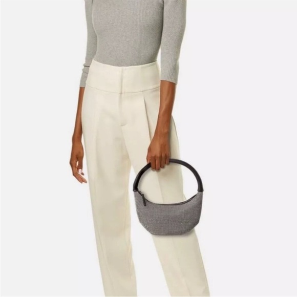 Staud Pepper Crystal Embellished Mini Moon Shoulder Bag Black Silver - Picture 14 of 14